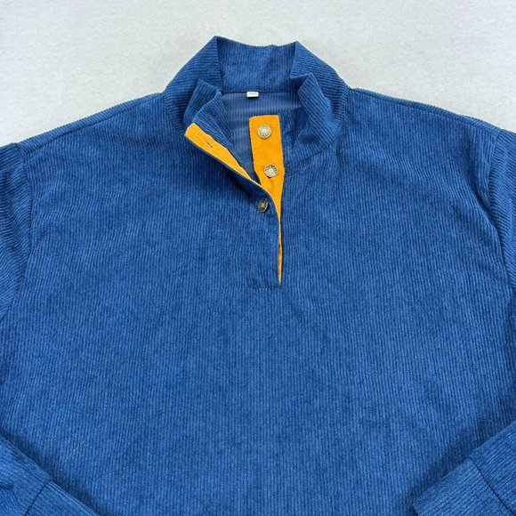 Hengsheng Jeans 1/4 Zip Sweater Shirt 2XL XXL Men's Corduroy Lightweight - Picture 2 of 11